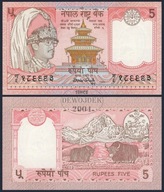 BNB - NEPAL 5 Rupii 1987 # PODPIS 12 # P30a # UNC