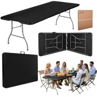 OKAZJA DUŻY STÓŁ CATERINGOWY IMPRO SKŁADANY W WALIZKĘ 240 CM CZARNY