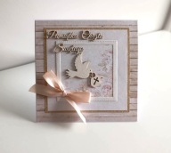Kartka na Chrzest ręcznie robiona handmade gołąbek