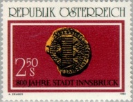 Austria 1980 Znaczek 1647 ** średniowiecze herb pieczęć 800 lat miasta