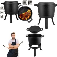 KOCIOŁEK OGRODOWY ŻELIWNY DEMONTOWANY 8L PATELNIA GRILL WIELE FUNKSJI