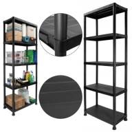 REGAŁ MAGAZYNOWY PLASTIKOWY CZARNY 171X61X31 5 PÓŁEK SPIŻARNIA PIWNICA