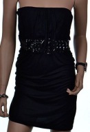 Modna sukienka mała czarna IMPREZA zakładana na szyję