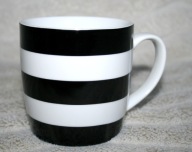 ELEGANCKI KUBEK CERAMICZNY BIAŁO CZARNE PASKI F&F HOME 400 ml SUPER STYLOWY