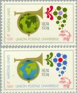 ONZ Genewa 1974 Znaczki 39-40 ** UPU 100 lat poczta