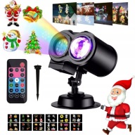 PROJEKTOR ŚWIĄTECZNY LED 2W1 200 EFEKTÓW 20 SLAJDÓW PILOT IP64 OGRÓD DOM