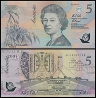 BNE - AUSTRALIA 5 Dollars Dolarów 1992 AA 38 # P50b Z DATĄ # POLIMER # UNC