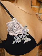 stanik biustonosz plunge dekolt bra bras haft kwiaty bez fiszbin 70B 32B