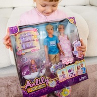 Duży Zestaw Lalek Rodzina Lily w Ciąży Tata Bobas Wózek Akcesoria WOOPIE