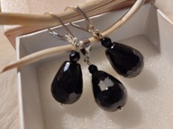 Onyks.Srebrny komplet 925 próby z czarnym onyksem