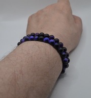Komplet 2 bransoletek fioletowe oko tygrysa 8 mm | unisex