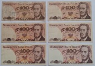Zestaw Banknotów PRL 100 zł 1975 1976 1979 1982 1986 1988 KOMPLET ROCZNIKÓW