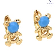 74851 KOLCZYKI 18K POZŁACANE 15/10 MM misiek z kryształkiem