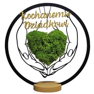 Dekoracja prezent stojąca Dzień Babci Dziaska Matki serce mech ozdoba