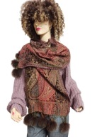 SZAL wełniany z futerkiem