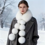 SZAL SZALIK mini CIEPŁY ZIMOWY IMITACJA FUTRA PUCHATY anime moda biały