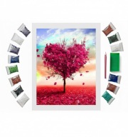 Diamond Painting Haft Diamentowy 40×30 cm – Drzewo Serce Miłość - Obraz DIY