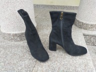 CARVELA nr 40-41 wygodne czarne botki słupek skóra