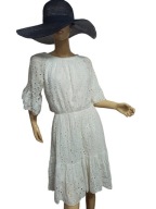 WŁOSKA SUKIENKA z ażurowym haftem hiszpanka 36/38