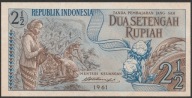 Indonezja 2 1/2 rupiah 1961 - CJJ - stan bankowy UNC