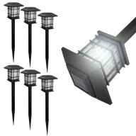 6X LAMPA OGRODOWA SOLARNA LED ZESTAW WBIJANA DO OGRODU CZUJNIK ZMIERZCHU
