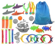 Zabawki do Wody Basenu i Wanny Zestaw 27 Elementów do Nurkowania + Worek