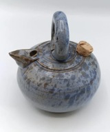 Niebieska Lampka oliwna naftowa - niczym dzbaneczek śliczna ręcznie robiona