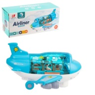 Samolot rozkładany pasażerski interaktywny +figurki światło i napęd Prezent