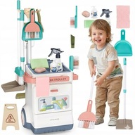 ZESTAW DO SPRZĄTANIA DLA DZIECI ODKURZACZ WÓZEK MOP WIADERKO AKCESORIA 20W1