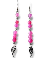 AG61 Kolczyki kamienie AGAT różowe długie