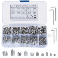 Zestaw 290 śrub stożkowych M3 M4 M5 M6 M8 stal nierdzewna z kluczami imbus