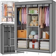 SZAFA MATERIAŁOWA SKŁADANA GARDEROBA NA UBRANIA 167X125X42 CM DUŻA POJEMNA