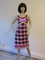 OASIS sukienka brąz we wzory 100% jedwab XS