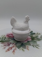 Kura z porcelany, vinatge - pojemnik cukiernicza - szkatułka - idealna 14cm