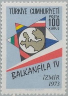 Turcja 1973 Znaczek 2296 ** filatelistyka wystawa Bałkany mapa flagi