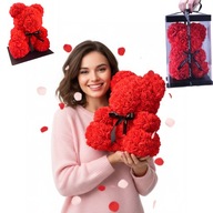 MIŚ Z RÓŻ XL 25CM CZERWONY FLOWER BOX Walentynki Dzień Kobiet Mamy PREZENT