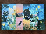 Zakładki do książki Cats ART Urocze Kotki Koty mix Noc Gwiazdy 6 szt e