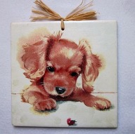 Robótkownia Obrazek kafelek 15x15 Pies pieski Piesek i biedronka