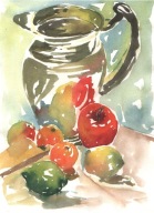 = Obraz =martwa natura=akwarela=owoce=