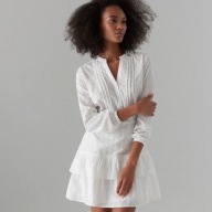 Mohito biała sukienka mini haft angielski szmizjerka koszulowa 32 34