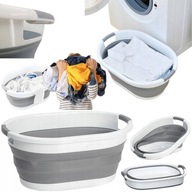 SILIKONOWY KOSZ WOLNOSTOJĄCY NA PRANIE BIELIZNĘ SKŁADANY MISKA WANNA BIAŁY