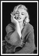 A2 PLAKAT MARILYN MONROE Z GITARĄ I PAPIEROSEM BIAŁO CZARNY FILM KULTOWY