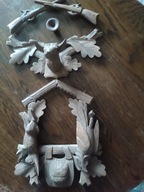 MYŚLISTWO=ŁOWIECTWO=STARY ZESTAW RZEZBIONY W DRZEWIE DĘBOWYM=ŚLĄSK OPOLSKI