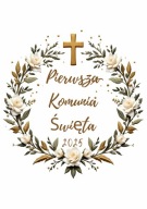 OPŁATEK CUKROWY na tort KOMUNIJNY komunia święta WYDRUK CUKROWY + napis