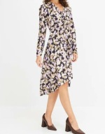 Tanio!_NOWA czarna WYSZCZUPLAJĄCA sukienka MODNE kwiaty_WYGODNA lekka 44/46