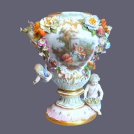 Figuralna Waza Miśnia 1850-1924 Meissen Putta Owoce Kwiaty