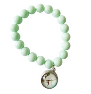 Miętowa bransoletka z wymiennym klipsem, kot z kataną