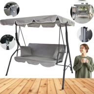 HUŚTAWKA OGRODOWA METALOWA 3OSOBOWA ŁAWKA BUJANA ZDASZKIEM PODUSZKI J.SZARA