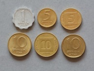 IZRAEL OD 1 DO 10 AGOR 1960-1991 ZESTAW 6 SZT. B.ŁADNE