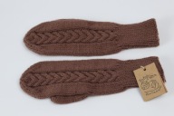 Wełniane rękawiczki damskie jednopalczaste, merino, czekolada, ciemny brąz